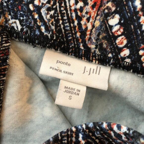 J. Jill Womens Ponte Pencil Skirt Multicolor Paisley Print Size S - Picture 3 of 4